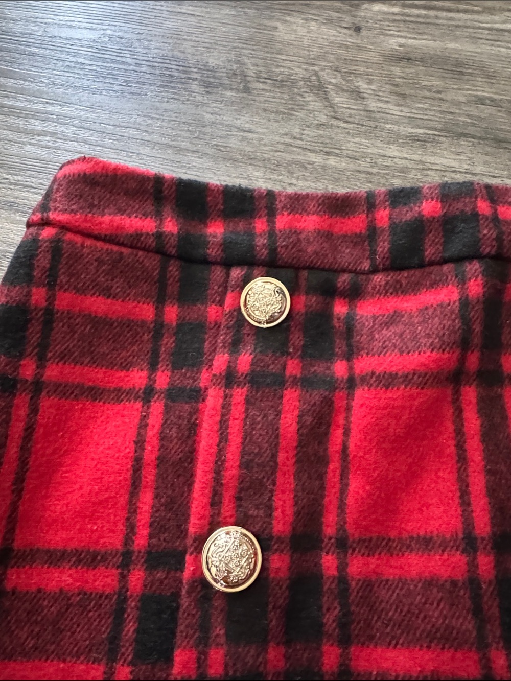 SHEIN Red Plaid Double-Breasted Mini Skirt - Picture 2 of 4